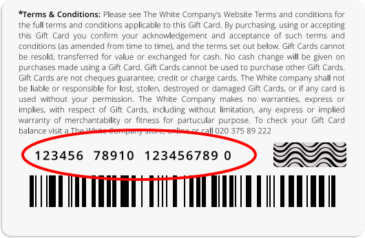 Gift Card number